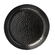 TableCraft Products 10736 8-1/2" Dia. Round Crackle Pattern Aluminum Black Powder Coated Finish Platter