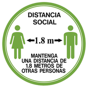 TableCraft Products 10721 11 3/4" Dia. "Social Distancing" Spanish Round Self Adhesive Vinyl White Floor Sign