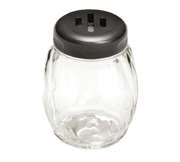 TableCraft Products P260SLBK 6 Oz. Black Slotted Plastic Top Clear Swirl Shaker