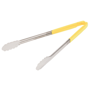 Vollrath 4781650 16" W Scalloped Teeth Springless Design Stainless Steel Yellow Ergonomic Antimicrobial Kool-Touch Handle One-Piece Utility Tongs