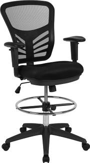 Flash Furniture HL-0001-1CBLACK-GG 250 Lbs. Black Adjustable Seat Height Tyler Drafting Chair