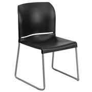 Flash Furniture RUT-238A-BK-GG 21" W x 32" H Black Ergonomic With Silver Powder Coated Metal Hercules Series Contoured Stacking Chair