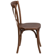 Flash Furniture XU-X-PEC-GG 400 Lb. Cross Back Ash Wood Seat And Frame With Pecan Finish Hercules Series Stackable Chair
