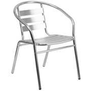 Flash Furniture TLH-017B-GG 352 Lb. Curved Triple Slat Aluminum Ladder Back Textured Aluminum Seat Aluminum Frame Resturant Stacking Armchair