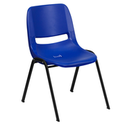 Flash Furniture RUT-EO1-BL-GG 21" W x 32.13" H Blue Plastic Seat And Back With Black Powder Coated Metal Frame Hercules Series Ergonomic Shell Stacking Chair
