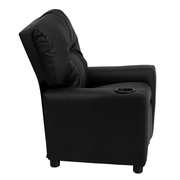 Flash Furniture BT-7950-KID-BK-LEA-GG 24.5" W x 28" H x 39" D Black Contemporary Style Kids Recliner