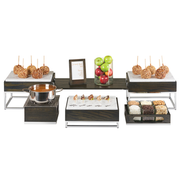 Cal-Mil 3822-6-87 15" W x 11" D x 6-1/4" H Dark Ash Gray Polished Metal Frame Rectangular Cinderwood Display Riser