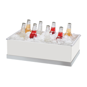 Cal-Mil 3005-12-55 12.25" W x 20.25" D x 6.25" H White Metal Frame Polycarbonate Bin Stainless Steel Base Accent Luxe Ice Housing