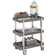 Cal-Mil 3834-83 31" W x 39.25" H x 20.13" D Rectangular Ash Gray 3-Tier Ashwood Beverage Cart