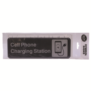 TableCraft Products 394565 3" W x 9" H "Cell Phone Charging Station" White On Black Plastic Cash & Carry Sign