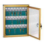 Alpine ADI631-0809 24 Key Wall Mount Steel Frame Glass Door with Lock & Key Key Storage Cabinet