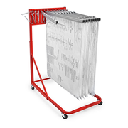 Alpine ADI613-RED 27" W x 66" H x 46.50" D 4 Casters Red Top Basket Tubular Construction Vertical File Rolling Stand for Blueprints