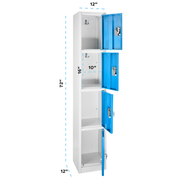 Alpine ADI629-204-BLU 12" W x 72" H x 12" D (4) Compartment Blue Steel Storage Locker