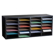 Alpine ADI500-24-BLK 24 Compartment Black Finish Wood Paper Sorter or Literature File Organizer