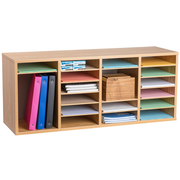 Alpine ADI500-24-MEO 24 Compartment Medium Oak Finish Wood Paper Sorter and Literature File Organizer