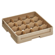 Vollrath CR4 19.75" W x 4" H x 19.75" D Full Size Beige Co-Polymer Plastic (16) Compartment Cup / Glass Traex Rack Max