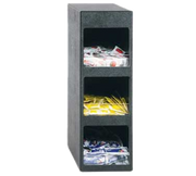 Vollrath LSC3-3P 21 3/8" H x 6 7/8" W x 13" D ABS Plastic Black Vertical Three-Pocket Condiment Dispenser Cabinet