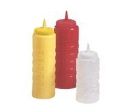 Vollrath 4932-1302 32 Oz. Wide Mouth Polyethylene Clear Bottle Red Cap Traex Color-Mate Squeeze Bottle Dispenser (12 Each Per Case)