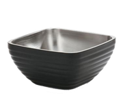 Vollrath 4763260 57.6 Oz. Classic Black Square Stainless Steel Double Wall Insulated Serving Bowl