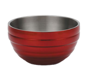 Vollrath 4659115 108.8 Oz. Metallic Dazzle Red Round Stainless Steel Double Wall Insulated Serving Bowl