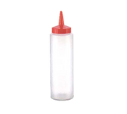 Vollrath 2808-1308 8 Oz. Standard Cap Polyethylene Clear Bottle with Yellow Cap Traex Color-Mate Squeeze Bottle Dispenser (12 Each Per Case)