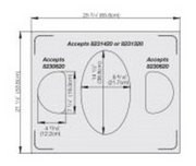 Vollrath 8250414 21.13" W x 25.75" D Stainless Steel Oval and Half Oval Miramar Template