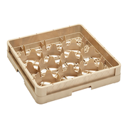 Vollrath CR18 19.75" W x 4" H x 19.75" D Full Size Beige Co-Polymer Plastic (12) Compartment Cup / Glass Traex Rack Max