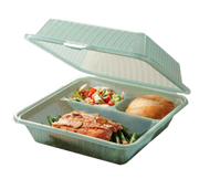 GET EC-09-1-JA 9" W x 3.5" H x 9" D Green Polypropylene 3-Compartments G.E.T Food Container