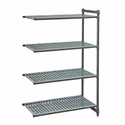 Cambro CBA244264V4580 42" W x 64" H x 24" D Brushed Graphite Polypropylene 4 Shelves Louvered Camshelving Basics Plus Add-On Unit