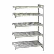 Cambro CPA242464V5480 24" W x 24" D x 64" H Speckled Gray Polypropylene 5 Shelves Louvered Camshelving Premium Add-On Unit