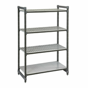 Cambro ESU215472VS4580 54" W x 21" D x 72" H Brushed Graphite Polypropylene 4 Shelves Louvered and Solid Camshelving Elements Stationary Starter Unit