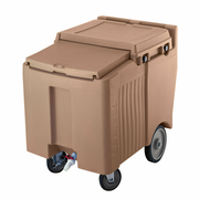 Cambro ICS125LB157 125 Lb. Coffee Beige Plastic Mobile SlidingLid Ice Caddy
