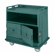 Cambro MDC24F192 44.50" W x 44" H x 30" D Granite Green Polyethylene Flat Top Beverage Service Cart