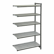 Cambro EA183064V5580 30" W x 64" H x 18" D Brushed Graphite Polypropylene 5 Shelves Louvered Camshelving Elements Stationary Add-On Unit