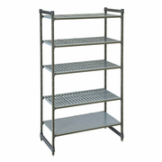 Cambro CBU215484VS5580 54" W x 84" H x 21" D Brushed Graphite Polypropylene 5 Shelves Louvered and Solid Camshelving Basics Plus Starter Unit