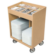 Cambro TC1418157 32.38" W x 21.25" D x 45.5" H Coffee Beige Polyethylene Open with Pans and Vinyl Cover Tray & Silver Cart