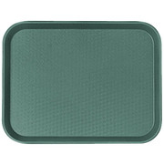 Cambro 1418FF119 13.81" x 17.75" Sherwood Green Rectangular Polypropylene Rigid Bottom Textured Surface Fast Food Tray