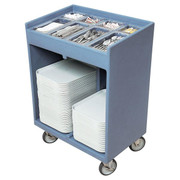 Cambro TC1418401 32.38" W x 21.25" D x 45.5" H Slate Blue Polyethylene Open with Pans and Vinyl Cover Tray & Silver Cart
