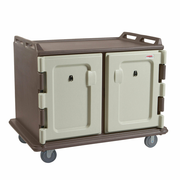 Cambro MDC1520S20194 48.5" W x 32.5" D x 43.5" H Low Profile Single Stack Rail System Double Compartment with Self-Draining Bottom Nylon Friction Latches Molded Handles on Both Ends Thick Foam Polyurethane Insulation Granite Sand Meal Delivery Cart