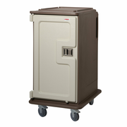 Cambro MDC1418T16194 28" W x 36.5" D x 58.13" H Tall Profile (1) Door 2-Compartments Molded-In Handles 6" Stainless Steel casters Granite Sand with Cream Color Door Meal Delivery Cart