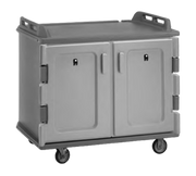 Cambro MDC1418S20615 48.5" W x 32.5" D x 43.5" H Low Profile Double Compartment with Self-Draining Bottom Nylon Friction Latches Molded Handles on Both Ends Thick Foam Polyurethane Charcoal Gray Meal Delivery Cart