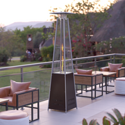 Flash Furniture NAN-FSDC-02-BR-GG Brown Stainless Steel Frame Portable Pyramid Shaped Outdoor Patio Heater - 42,000 BTU