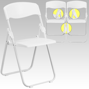Flash Furniture RUT-I-WHITE-GG White Plastic Seat and Back Hercules Series Folding Chair