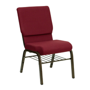 Flash Furniture XU-CH-60096-BY-BAS-GG Burgundy 19" Width Gold Vein Frame Finish Hercules Series Stacking Church Chair