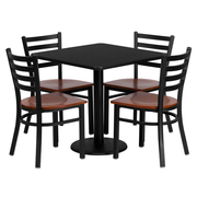 Flash Furniture MD-0003-GG 30" Dia. x 30" H Black Laminate Finish Square Table Set with 3 Chairs