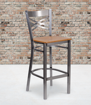 Flash Furniture XU-6F8B-CLR-BAR-NATW-GG Natural Finish Seat Steel Frame With Clear Coat Finish Hercules Series Restaurant Bar Stool