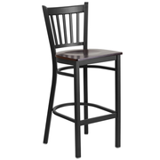 Flash Furniture XU-DG-6R6B-VRT-BAR-WALW-GG Walnut Finish Seat Steel Black Powder Coated Frame Hercules Series Restaurant Bar Stool