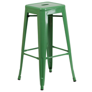 Flash Furniture CH-31320-30-GN-GG Green Galvanized Steel Drain Hole In Seat Backless Bar Stool