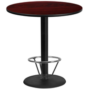Flash Furniture XU-RD-42-MAHTB-TR24B-4CFR-GG Mahogany Laminate Round Top PVC T-Mold Edge Table
