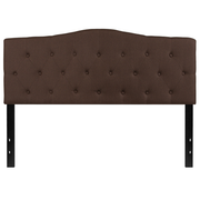 Flash Furniture HG-HB1708-Q-DBR-GG Dark Brown Queen Size Contemporary Style Black Metal Stands with Adjustable Bed Rail Slots Fabric Cambridge Headboard
